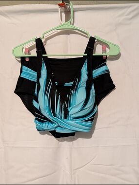 Blue and Black Two Piece Swimsuit